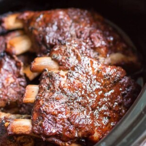 cooked louisiana ribs in a slow cooker.