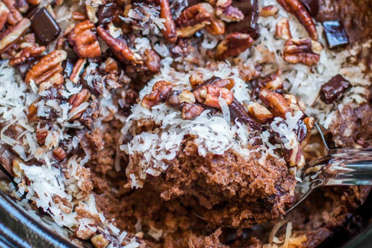 Slow Cooker German Chocolate Spoon Cake The Magical Slow Cooker