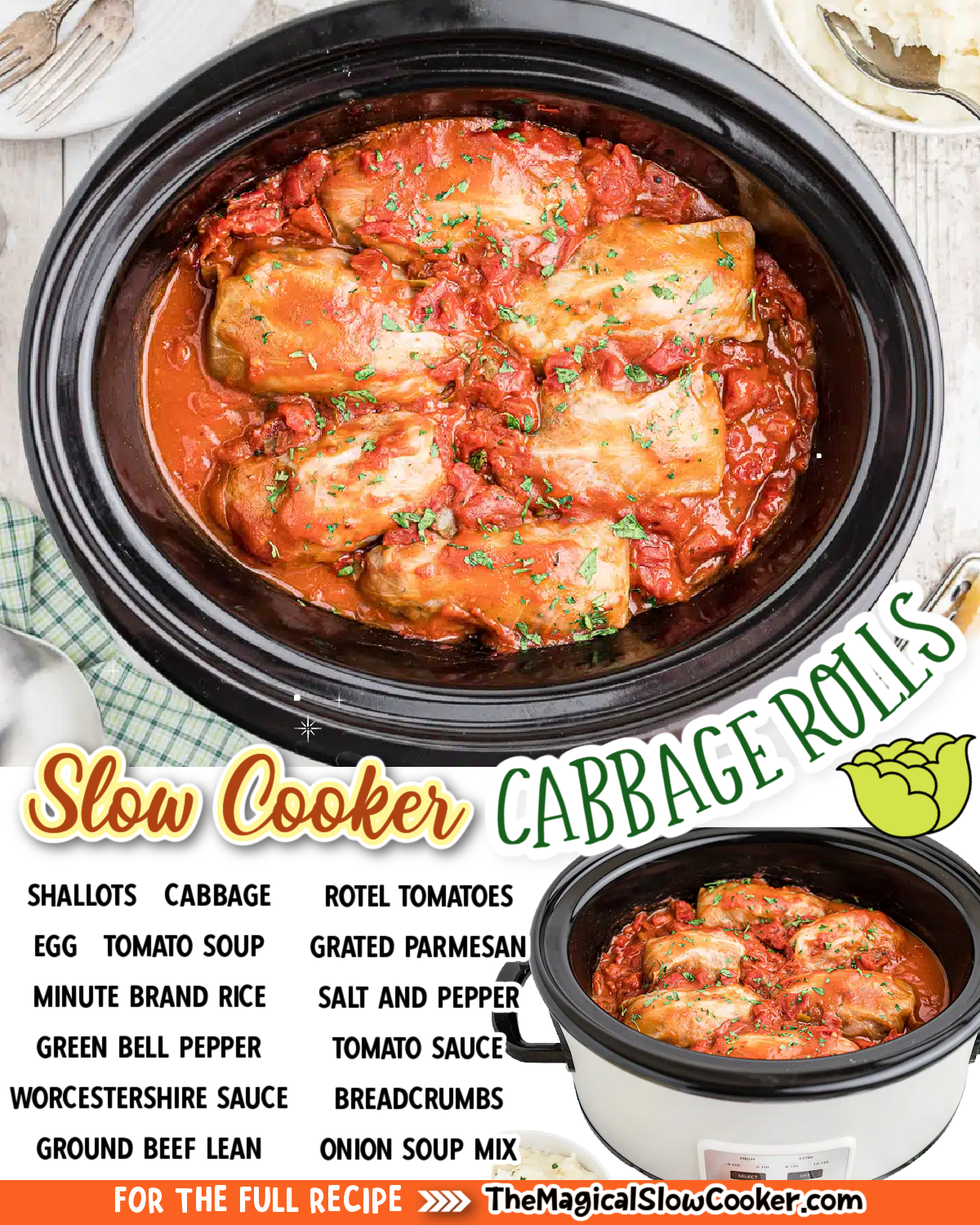 cabbage rolls images with text overlay for facebook and pinterest.