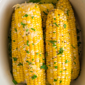 corn on the cob in a slow cooker.