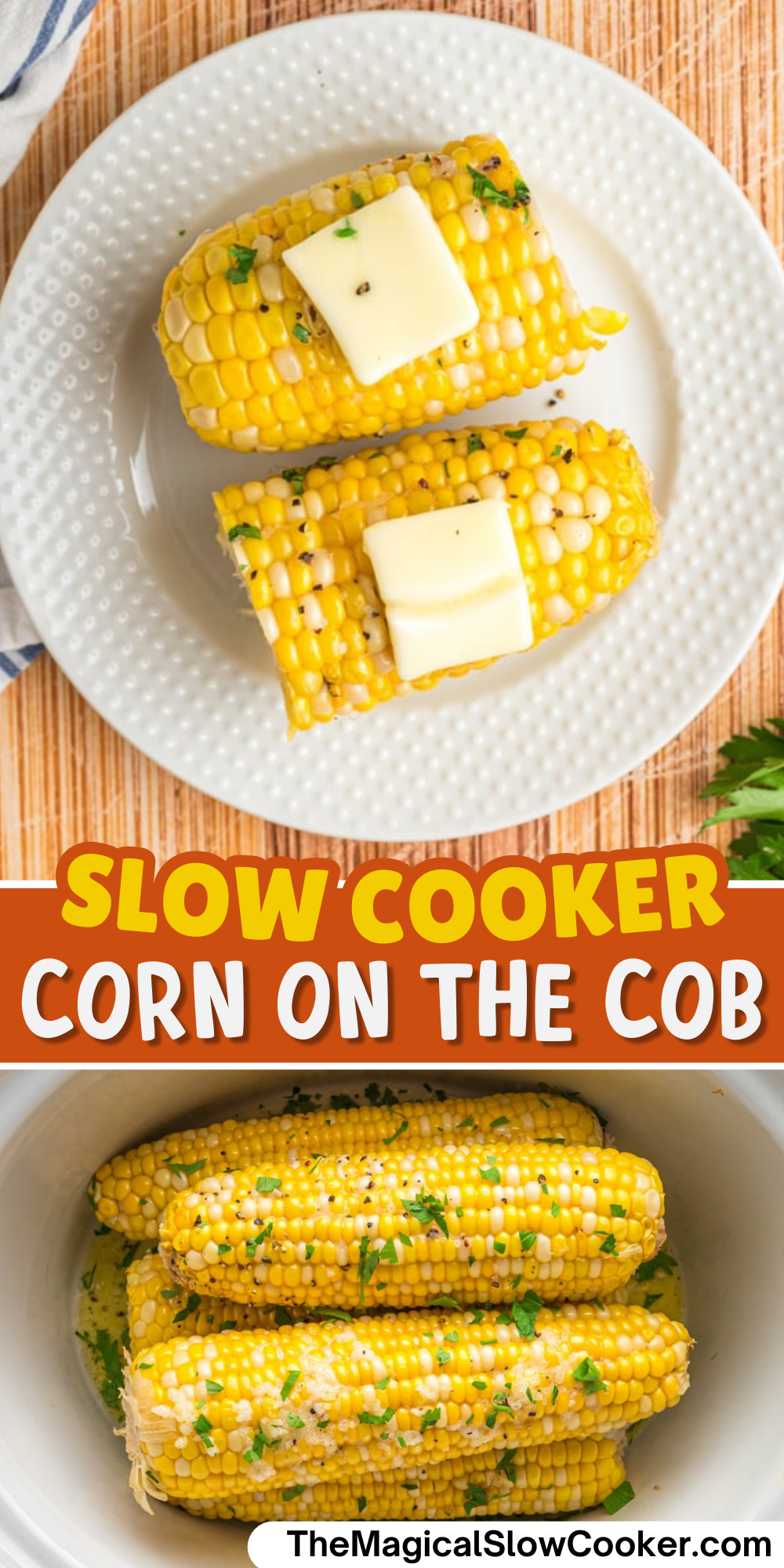 images of corn on the cob with text for pinterest.