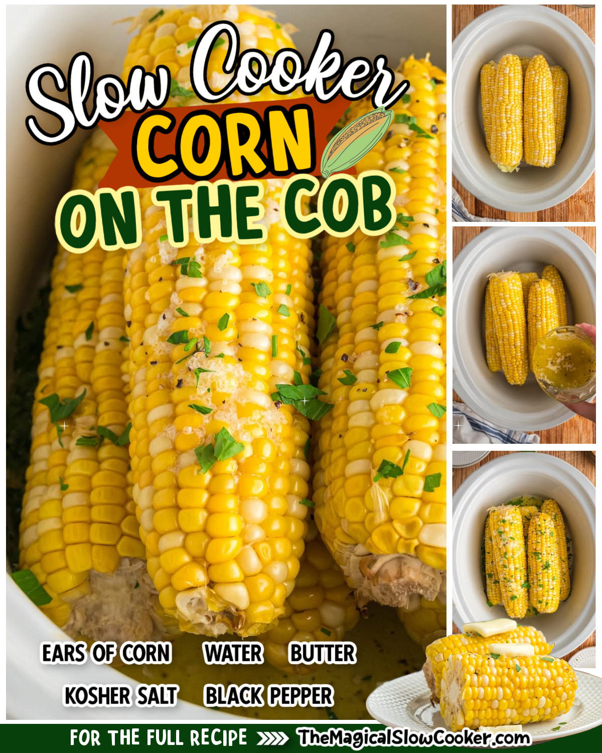 Images of corn on the cob with text overlay for facebook.